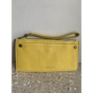 American Leather Co. Bristow CC Zip Leather Wallet Wristlet Yellow